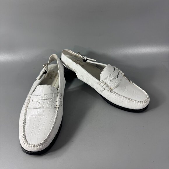 G.H. Bass & Co. Womens Whitney White Croco Emboss Loafers Shoes Size 10 M - Picture 1 of 14